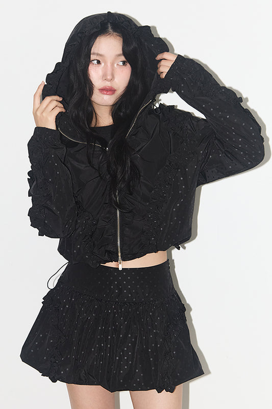 frill dot balloon skirt Black