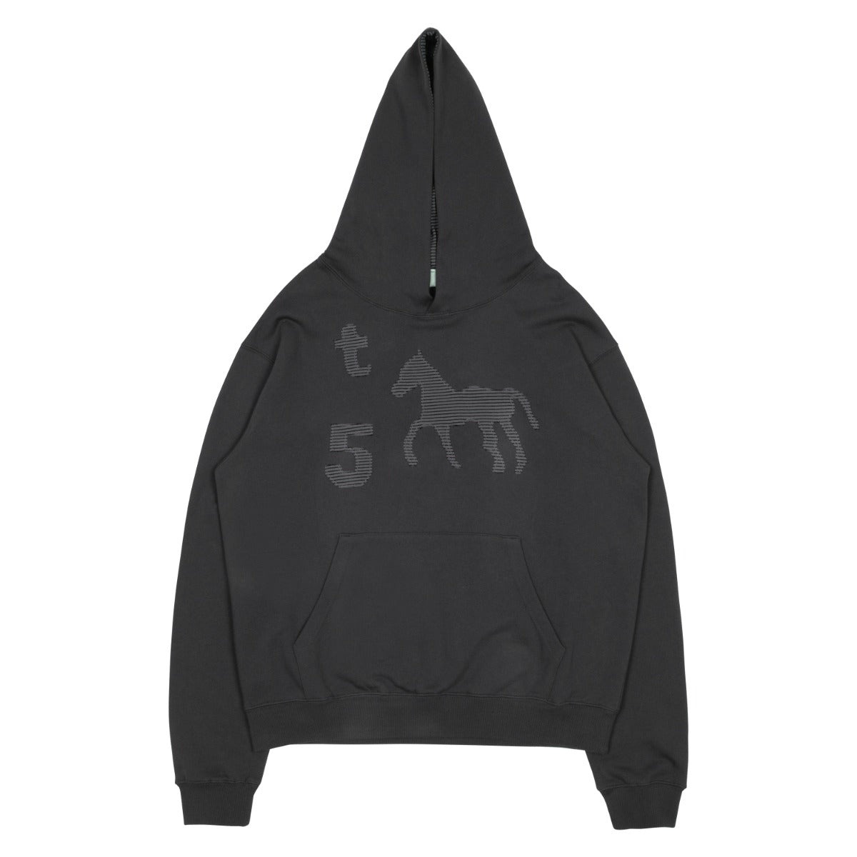 TCM stripe horse hoodie (charcoal)