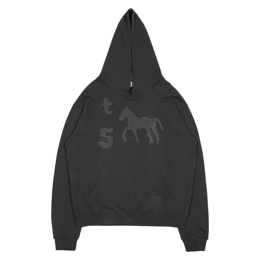 TCM stripe horse hoodie (charcoal)