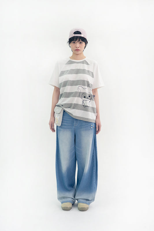Relax stripe Korilakkuma tee (White)