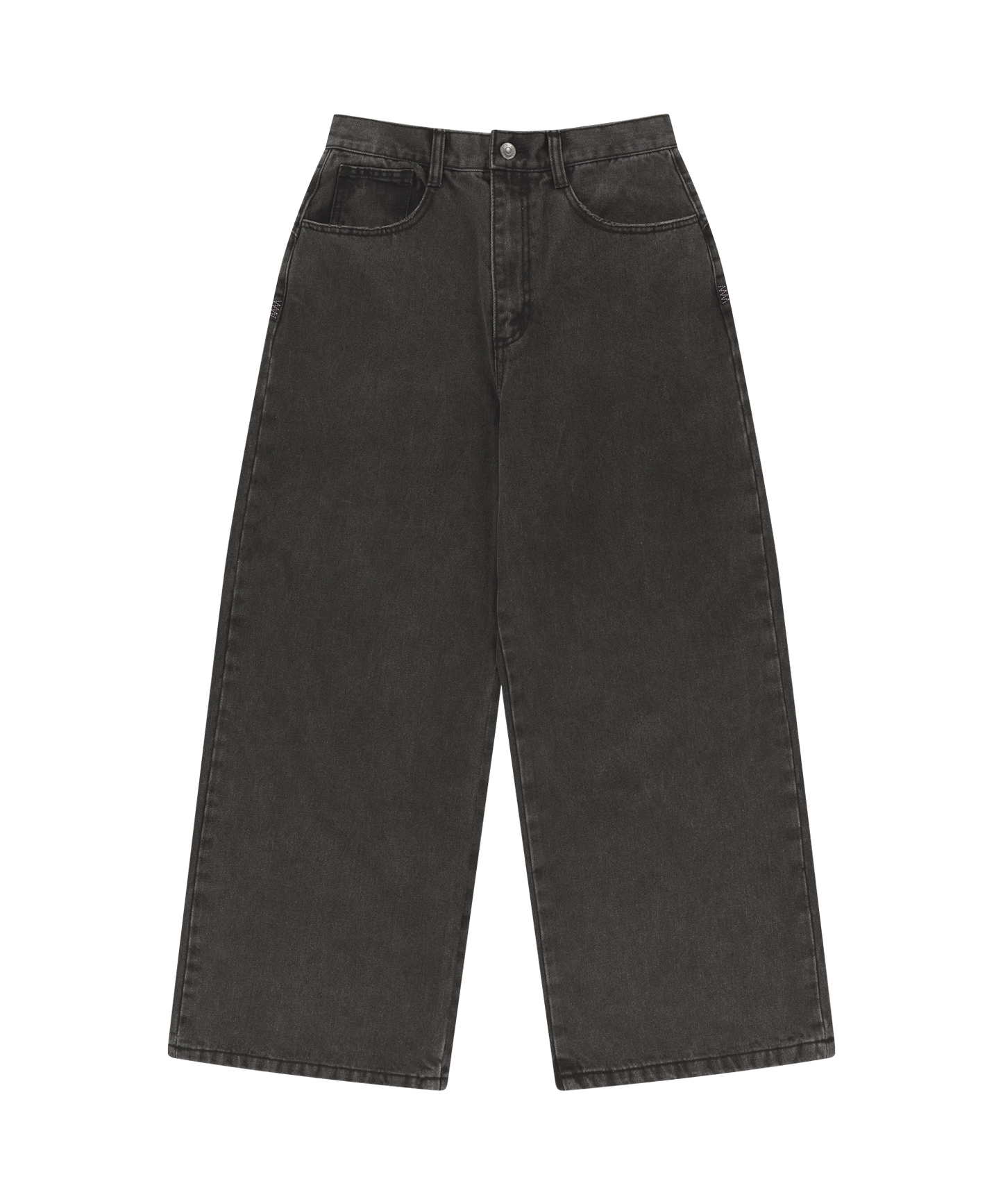 W STITCH DENIM PANTS BLACK