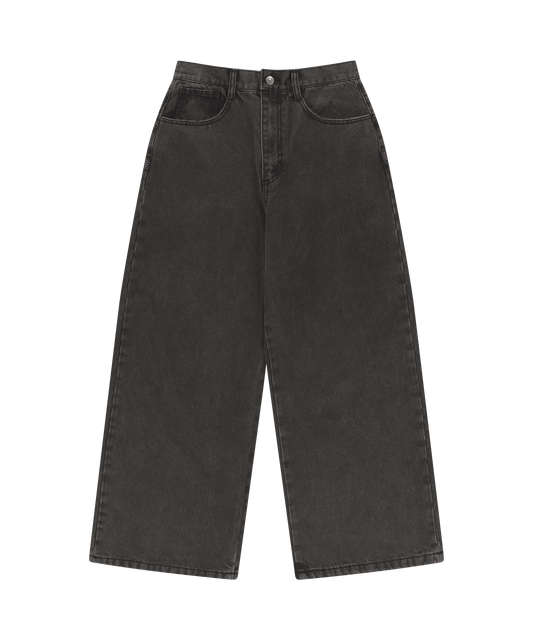 W STITCH DENIM PANTS BLACK