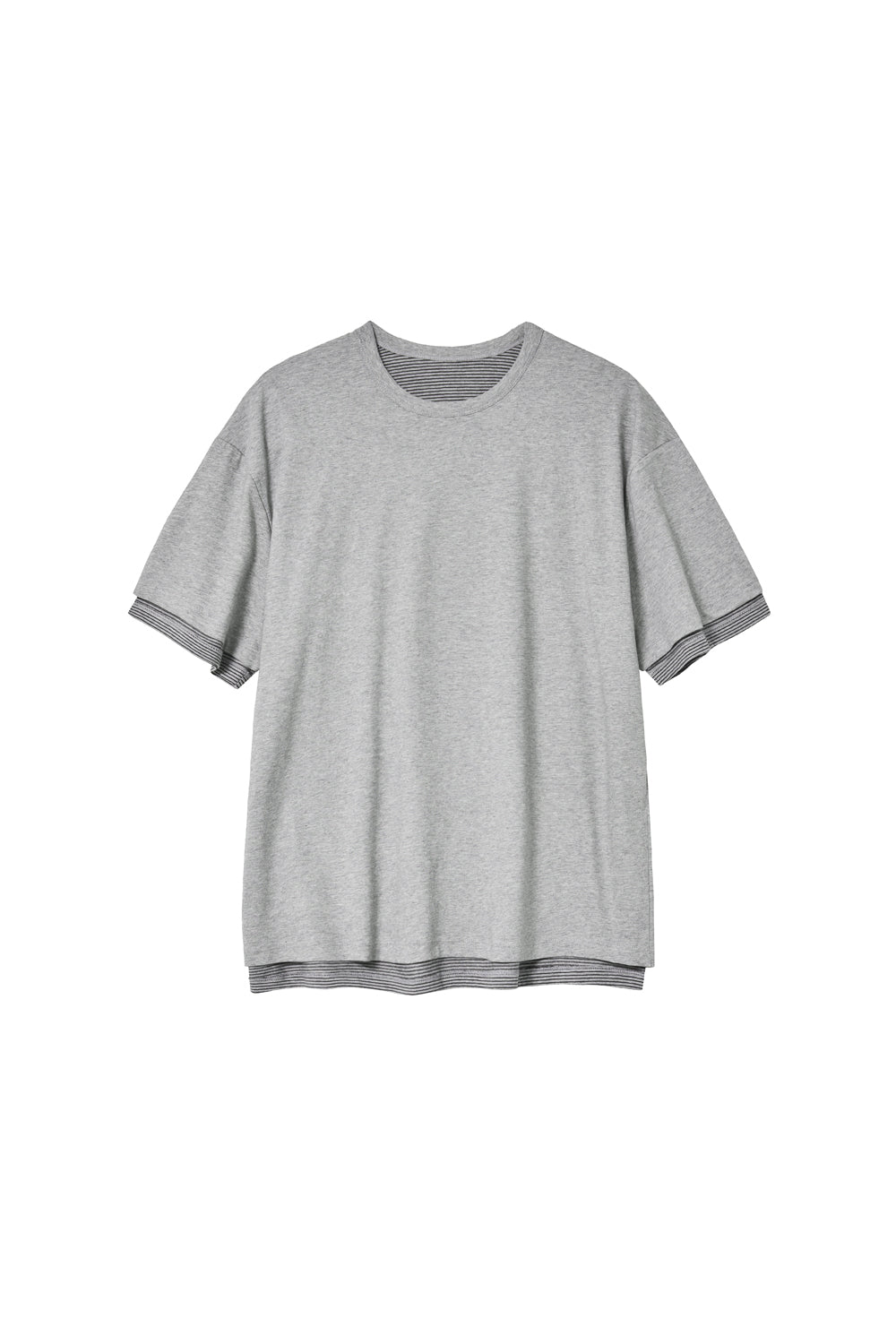 Two Face Stripe Tee 1/2 M.Grey
