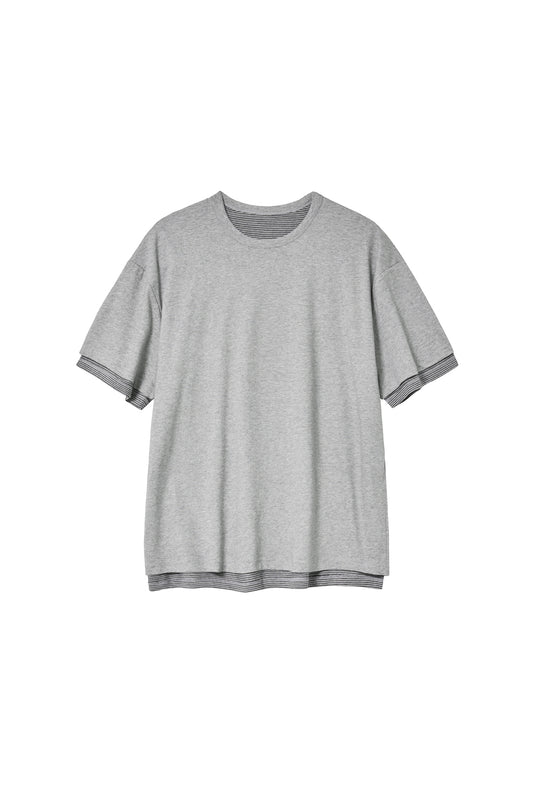 Two Face Stripe Tee 1/2 M.Grey