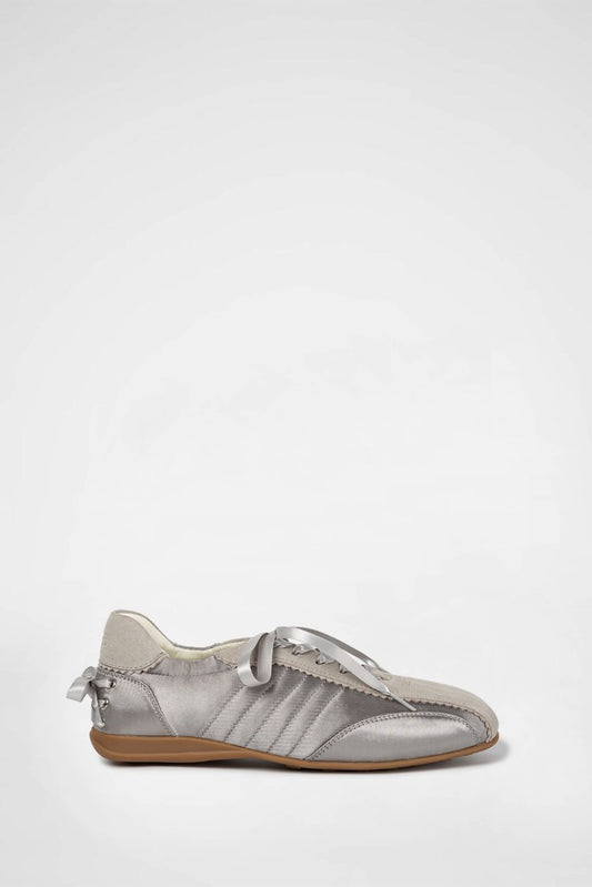 PLIE BACK RIBBON SNEAKERS / SILVER