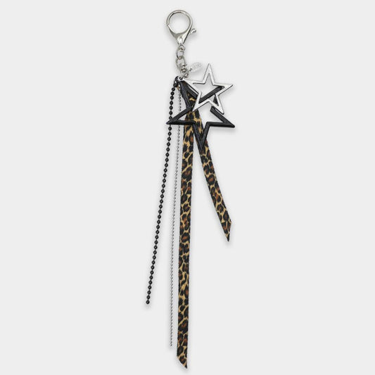Leopard Double Star Drop Keychain