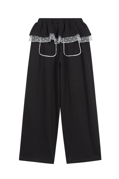Bloom Ruffle Lace Sweatpants / Black