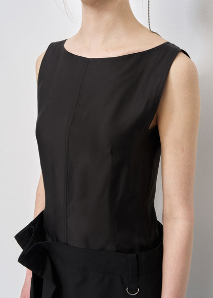 PLEATS DETAIL DRESS (BLACK)