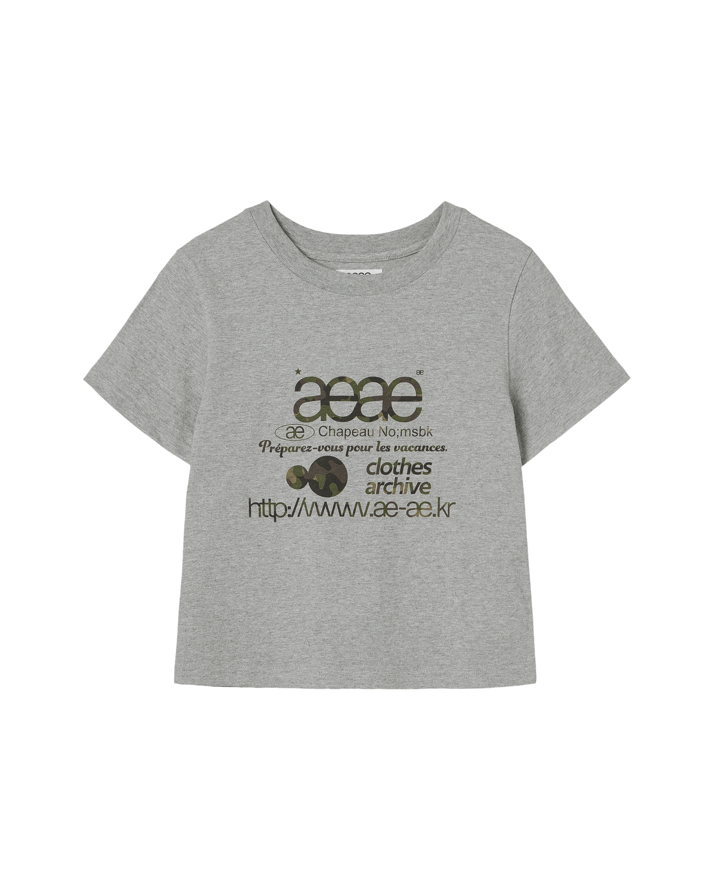 WEB LOGO CROP T-SHIRTS [MELANGE GREY/CAMO]