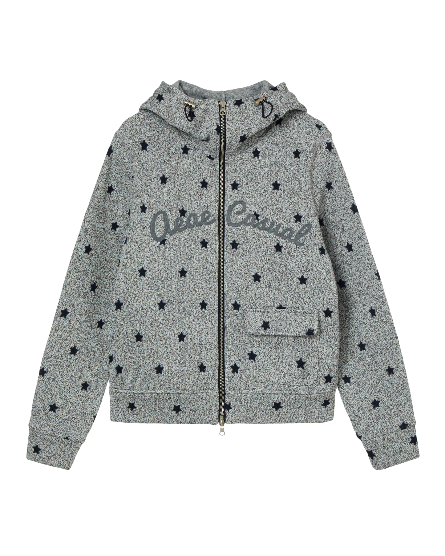 STAR HIGH NECK ZIP UP [GREY]
