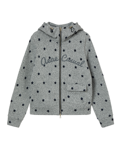 STAR HIGH NECK ZIP UP [GREY]