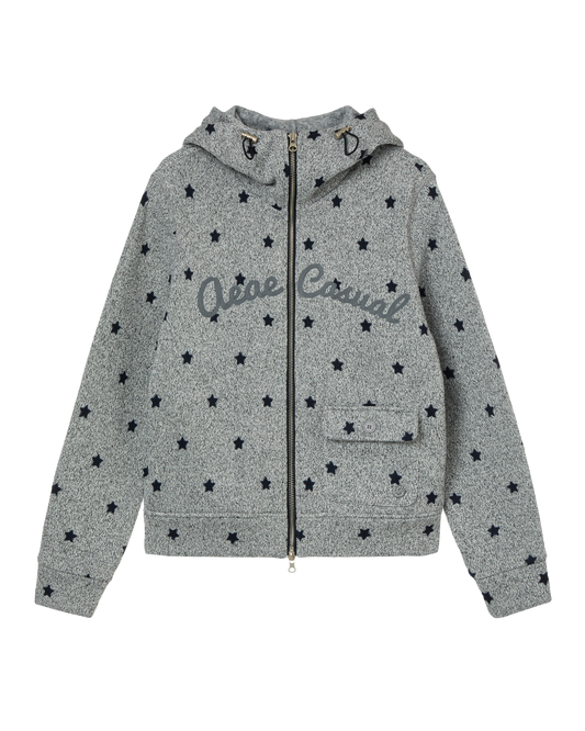 STAR HIGH NECK ZIP UP [GREY]