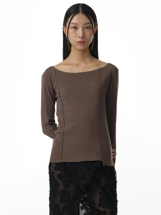Cut Off Incision T-Shirt [Cocoa]