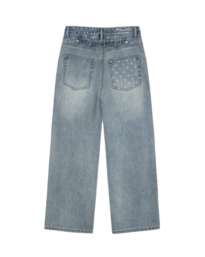 STAR POCKET DENIM PANTS [LIGHT BLUE]