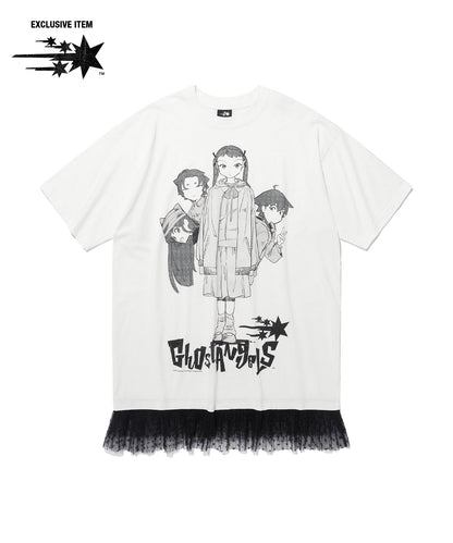 ghost angels lace hem line big big tee
[white]