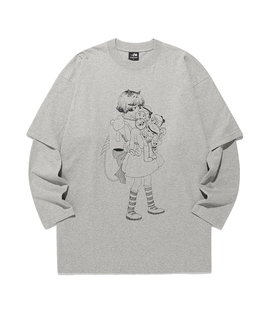 devil little girl layered big big l/s tee
[grey]