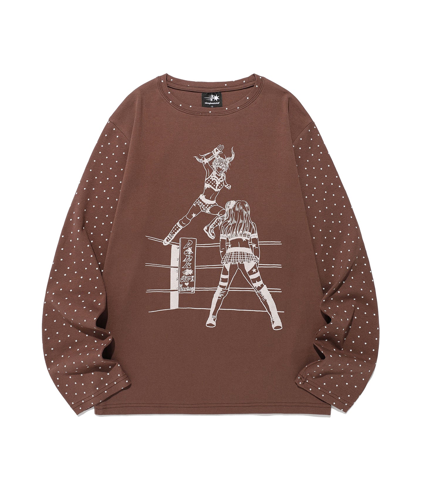 wrestling star l/s tee
[brown]