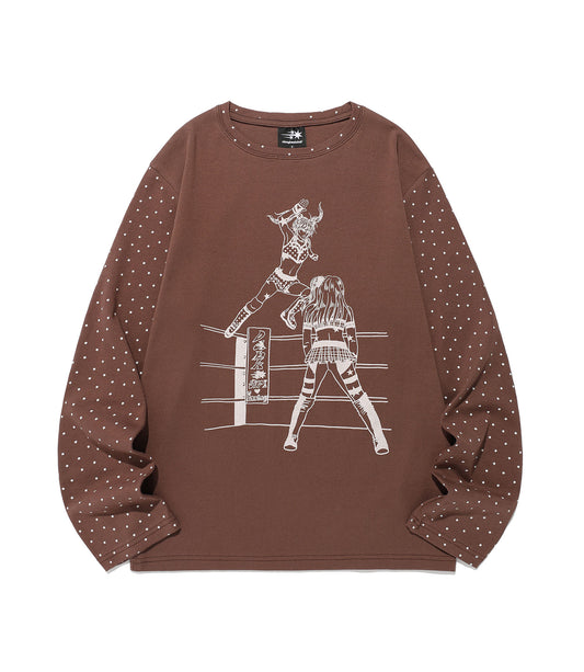wrestling star l/s tee
[brown]