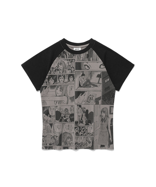 junji ito maniac cartoon raglan mini tee[grey]