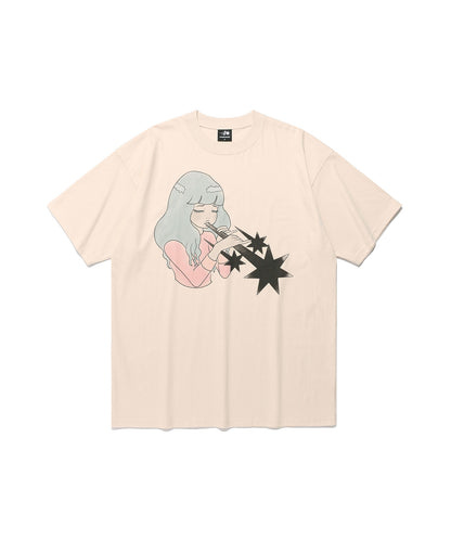 girl blowing symbol big big tee
[beige]