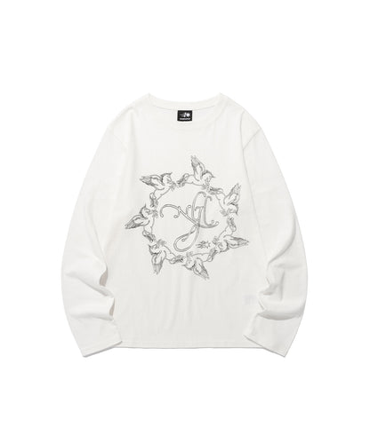 unicorn circle slim l/s tee
[white]