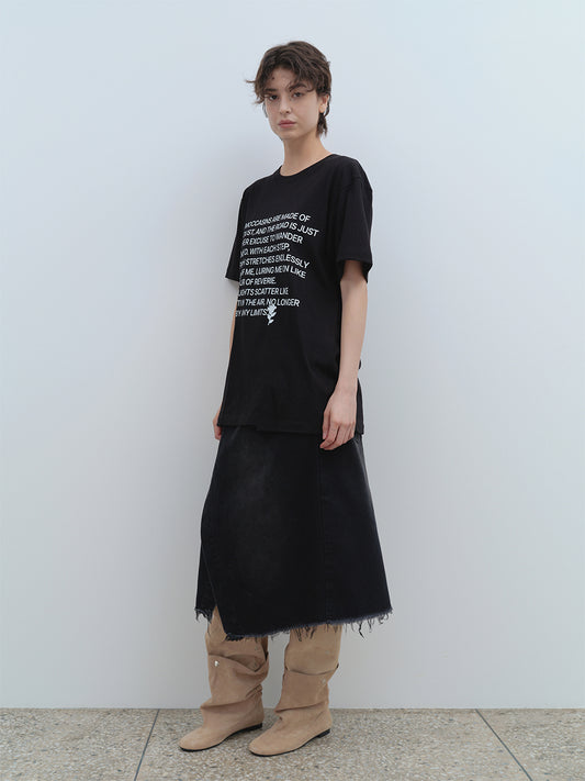 Denim Midi Wrap Skirt [Denim Black]