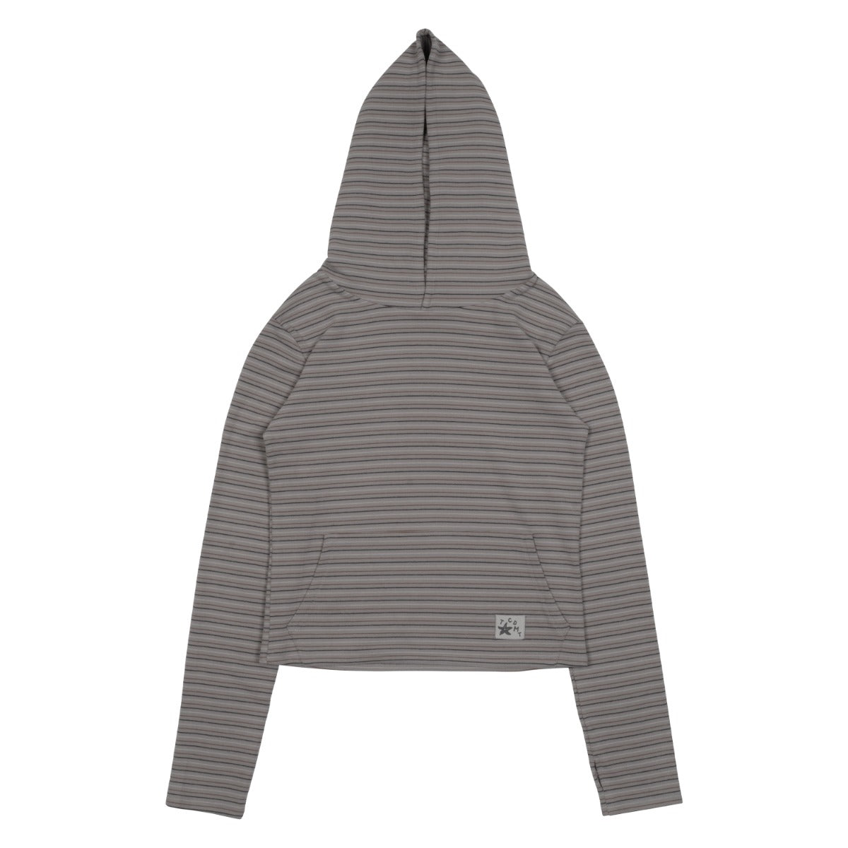 TCM stripe crop hoodie (grey)