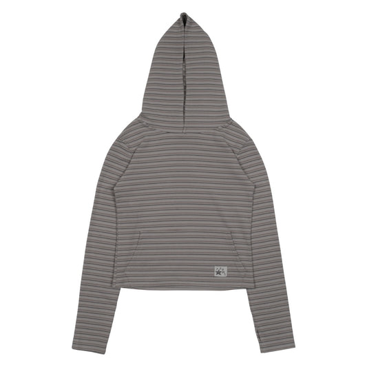 TCM stripe crop hoodie (grey)