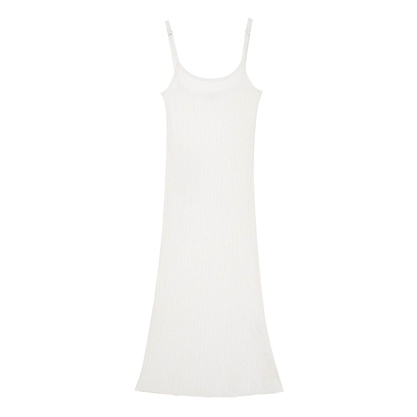 SUSPENDERS RIBBED KNIT DRESS IVORY / 2 COLOR