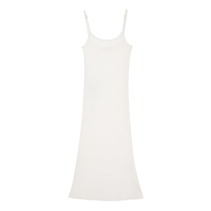 SUSPENDERS RIBBED KNIT DRESS IVORY / 2 COLOR