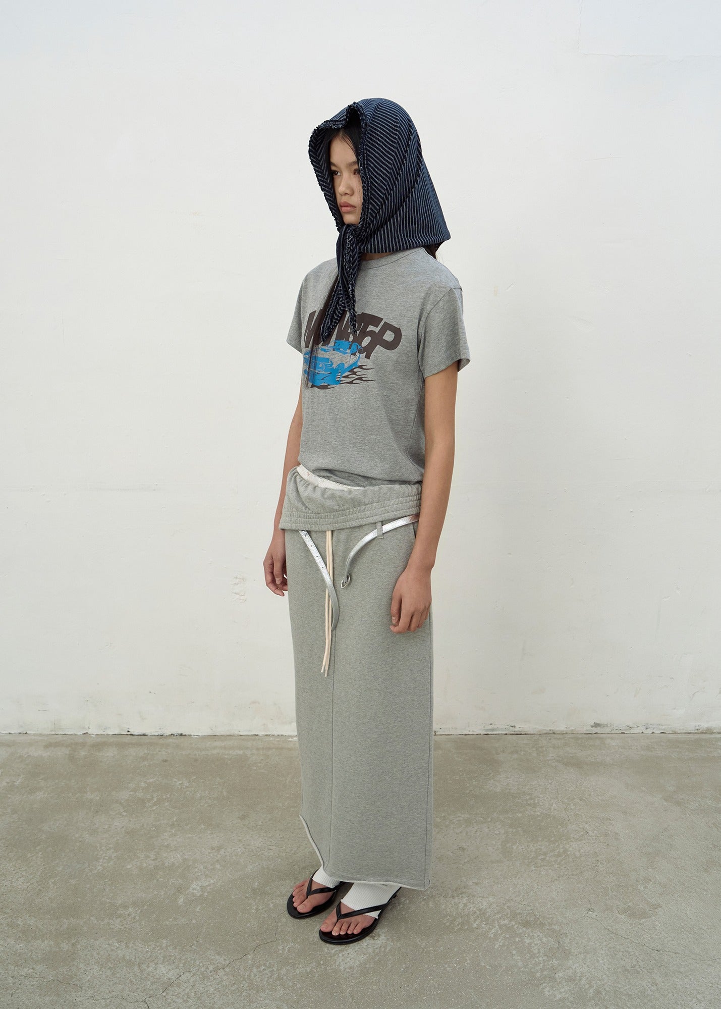 FOLD-OVER JERSEY SKIRT (GREY)