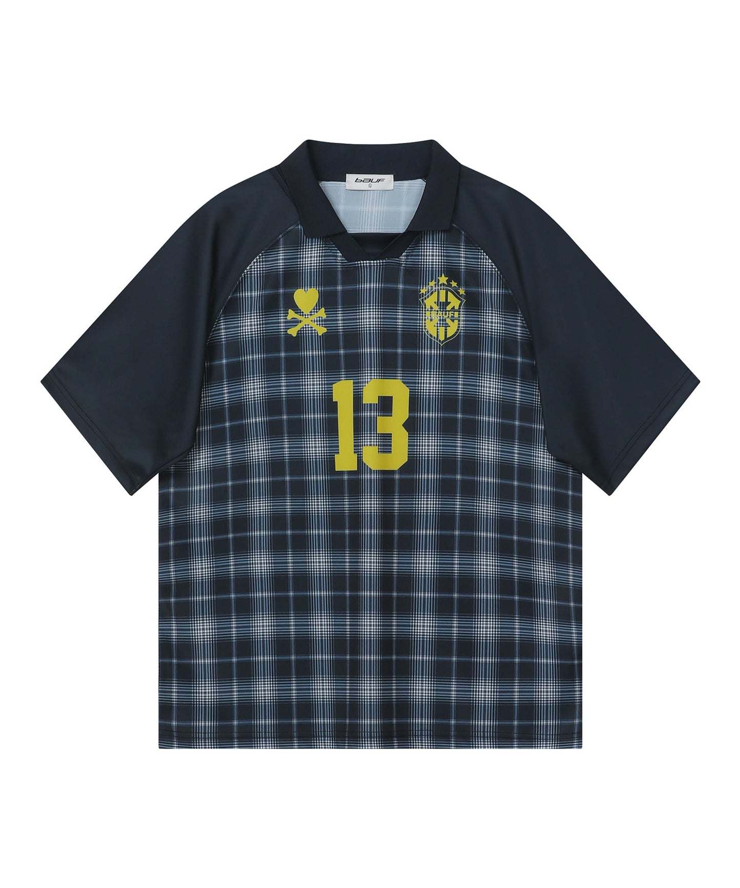 Checkered jersey T-shirt [Navy]