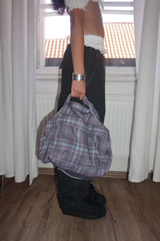 Three-Way Twill Bag Purple Check