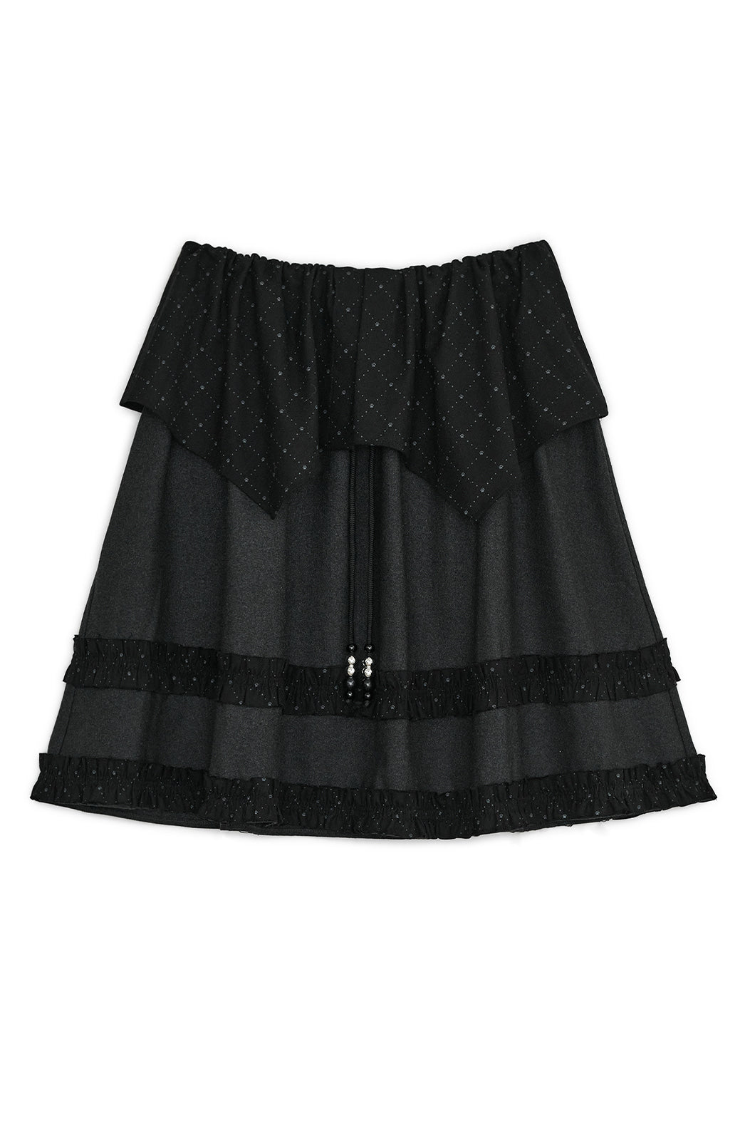 Argyle cape midi skirt (Black)