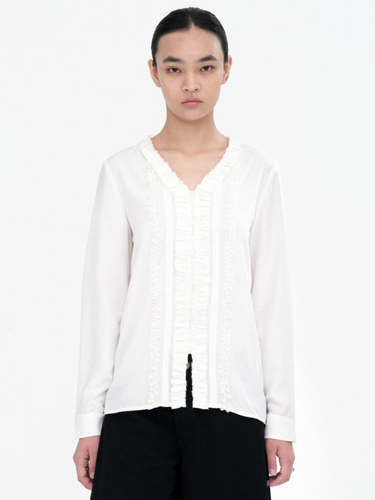 Lace Trimming Blouse [White]