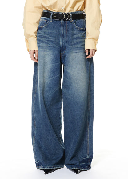 WIDE-LEG DENIM TROUSERS (BLUE)