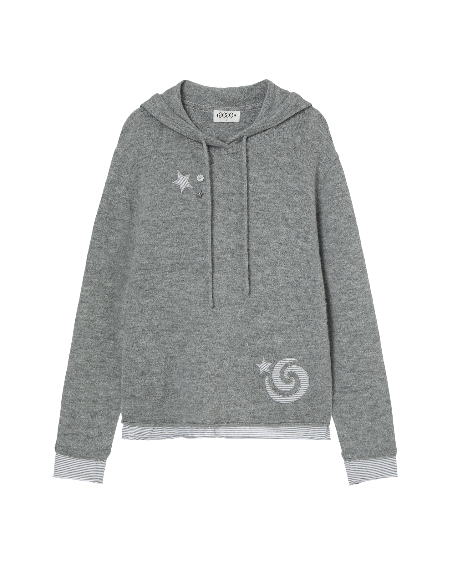 LAYERED KNIT HOODIE [GREY]