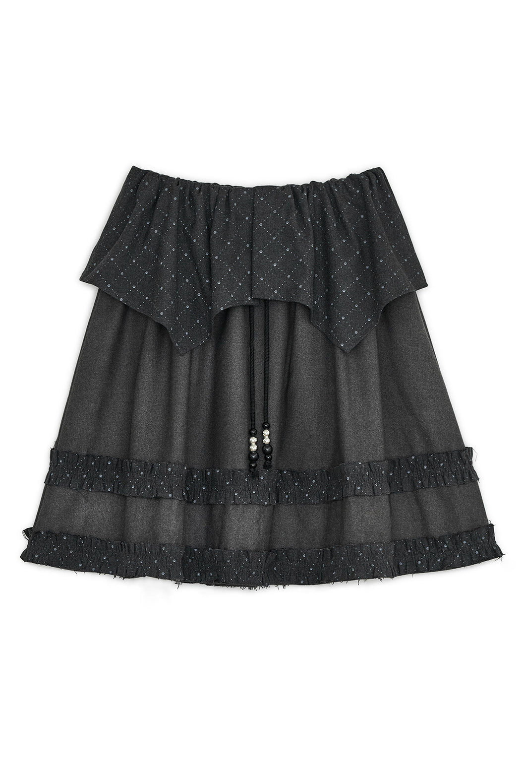 Argyle cape midi skirt (Charcoal)
