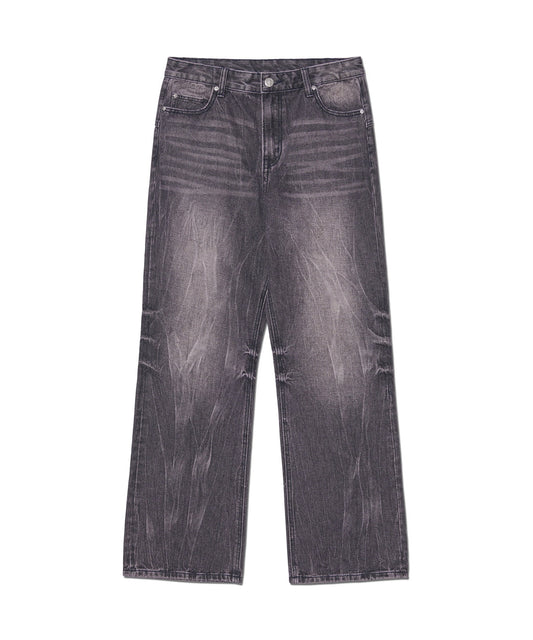 SEMI FLARE DENIM PANTS - WASHED PURPLE