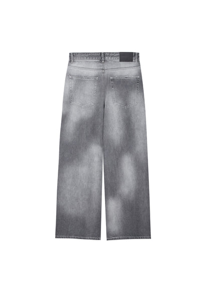 HAND BRUSHED WIDE-LEG DENIM (GREY)