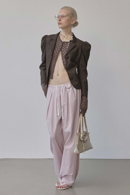 Polka Dot Cardigan Brown/Baby Pink