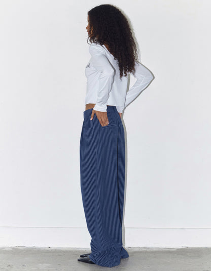 STRIPE OVERSIZED TUCK PANTS / 2 Color