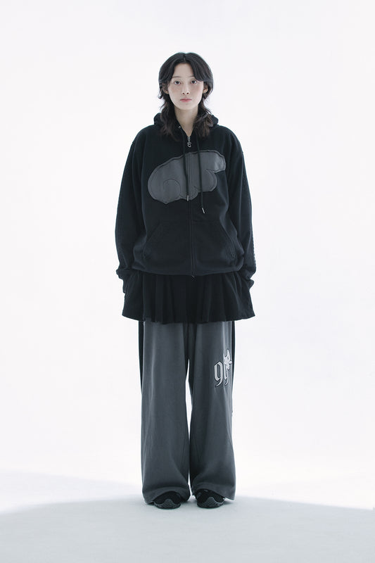 Angel wing hoodie zip-up (Black)