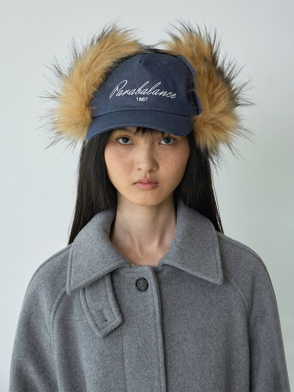 Fur Earflap Ball Cap [Vintage Blue]