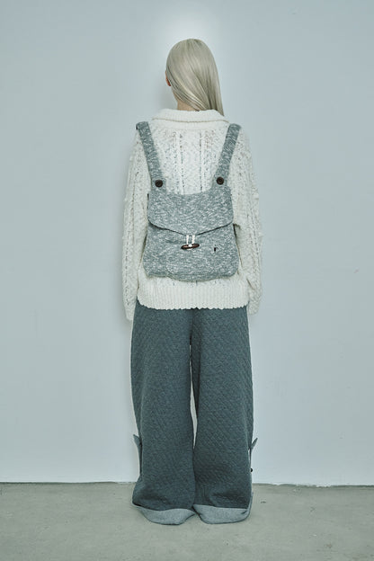 Knitted duffle button back-pack (Gray)