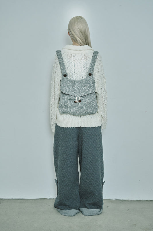 Knitted duffle button back-pack (Gray)