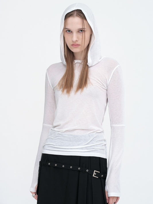 Minimal Ribbed Hoodie [Ivory]