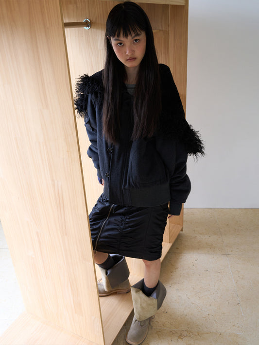 Button Flight Wool Parka [Charcoal]