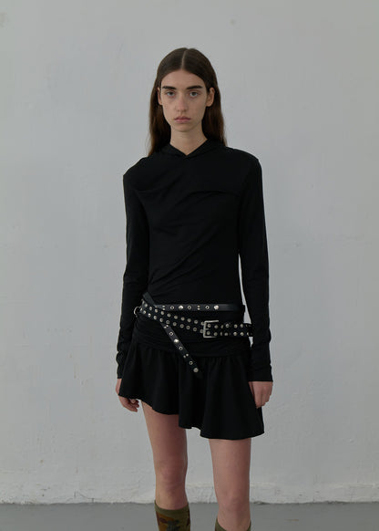 Double Studded Leather Belt / Black