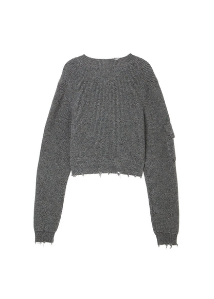 DESTRESSED V-NECK SWEATER / 2 Color